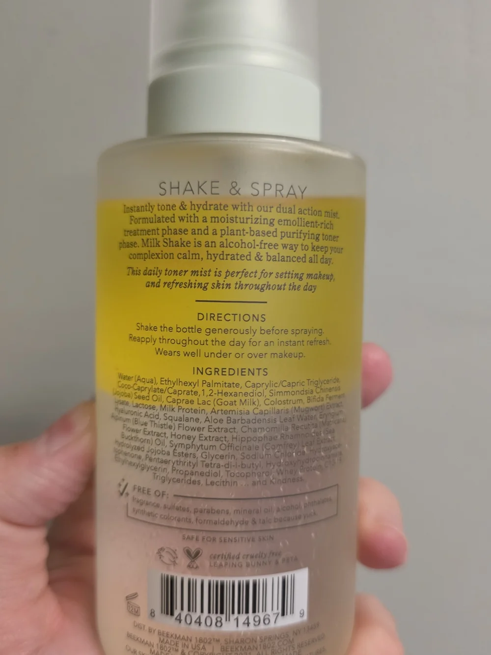 NWT Beekman 1802 Milk Shake Hyaluronic Acid & Squalane Facial Toner Mist 8.1 oz